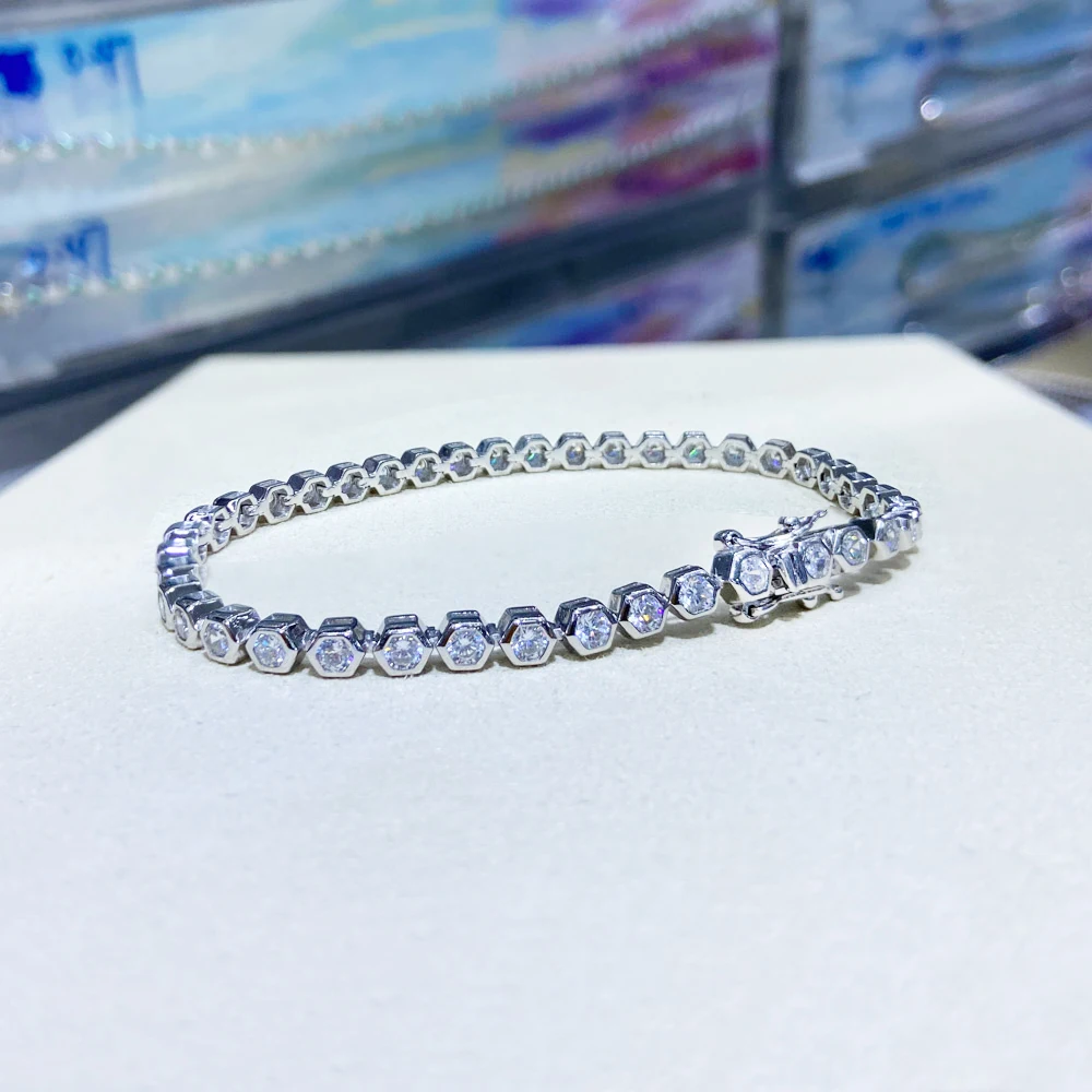 Trendy Beehive Tennis Bracelet 925 Sterling Silver Full 5A Zircon Sparking Jewelry for Women Lady Party Birthday Gift 4