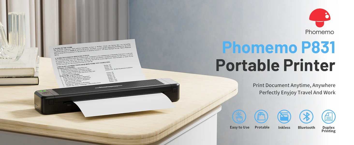 Phomemo P831 ポータブルプリンター ピンク Phomemo P831 ポータブル