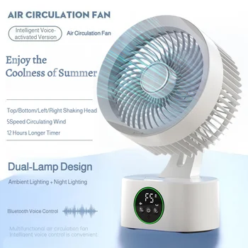Cooling Home Desktop Shaking Head USB Charging Fan Air Circulation Intelligent Voice Timing Fan Home&dormitory Desktop Fan 1