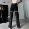 TWOTWINSTYLE Hollow Out Patchwork Diamonds Jeans For Women High Waist Spliced Pocket Casual Denim Pants Female Fashion Clothes 1