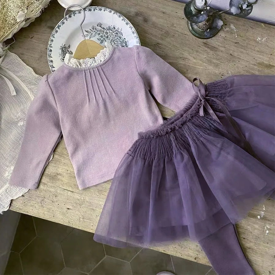 Spring Newborn Girl Infant T-shirt Lace Collar Long Sleeves