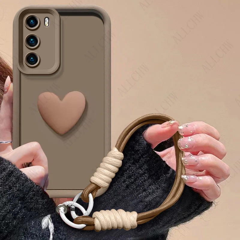 Love Heart Hand Strap Phone Case Cover