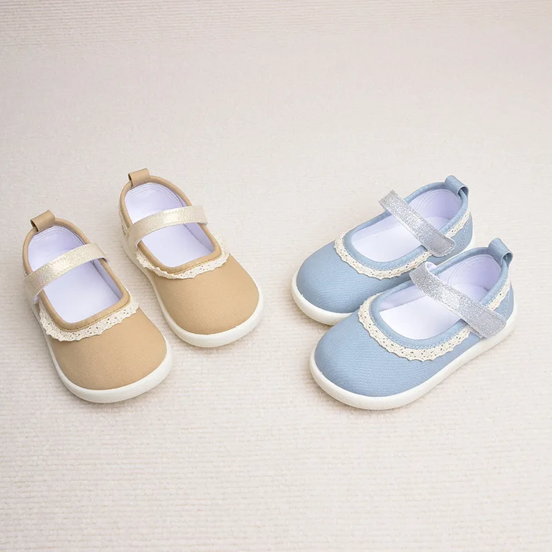 

2023 Autumn Girls' Shoes Square Mouth Shoes Round Toe Sneakers Soft Sole Casual Shoes Lace Shoes Fashion Flat Bottom Kid Shoes