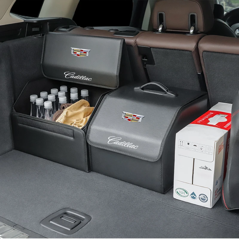 Car Trunk Storage Bag Leather Camping Box Collapsible For Cadillac CTS ATS SRX BLS XLR XTS STS
