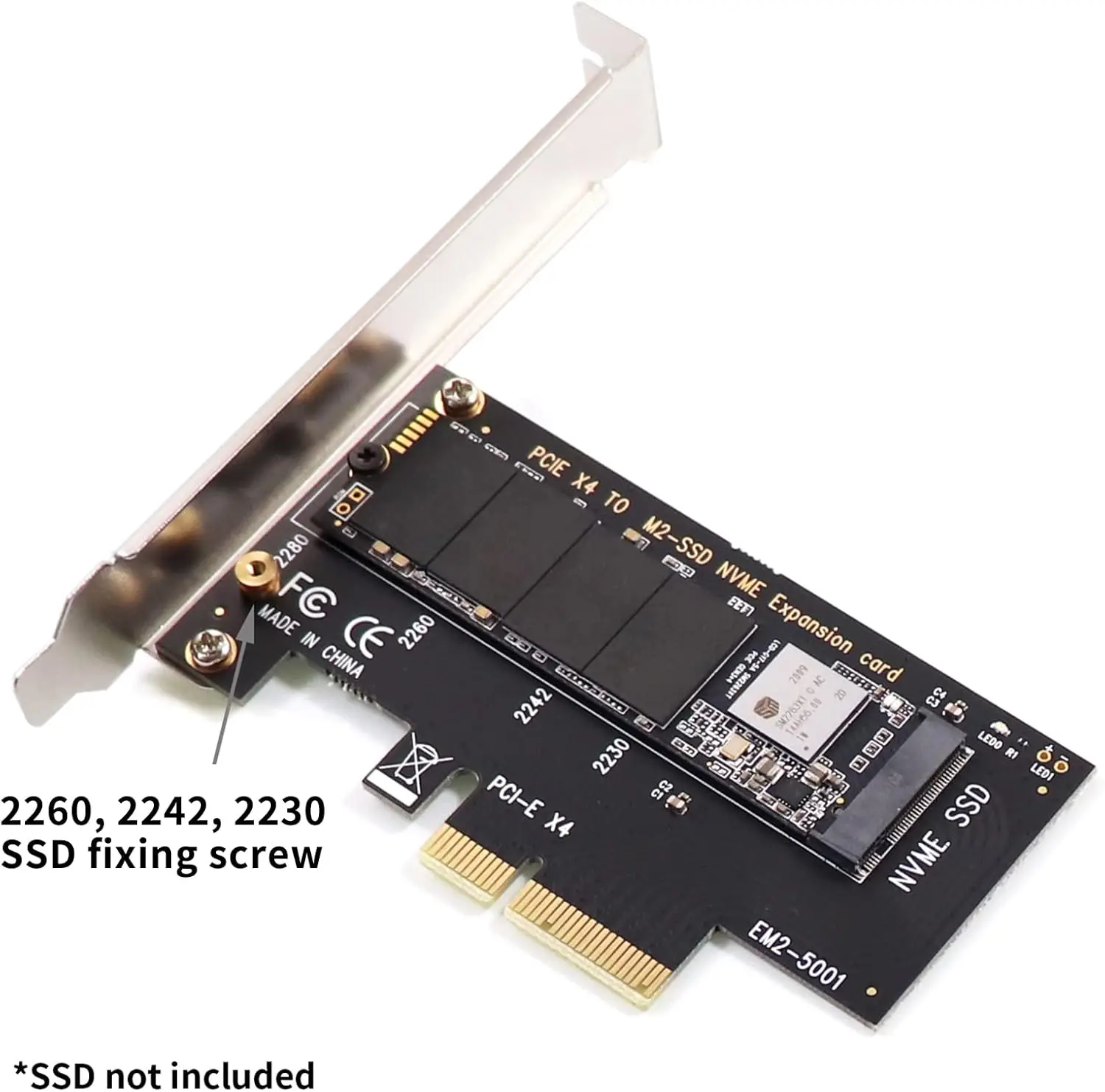Fdit Adattatore PCIe M.2 – NVMe M Key A PCI Express 3.0 X1 – Supporta 2230/2242/2260/2280