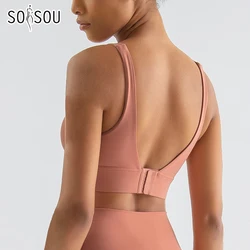 SOISOU Yoga Bras For Women Sports Bra Gym Fitness Top Women Adjustable Buckle Bralette Chest Pad Removable 4 Colors 4 Size