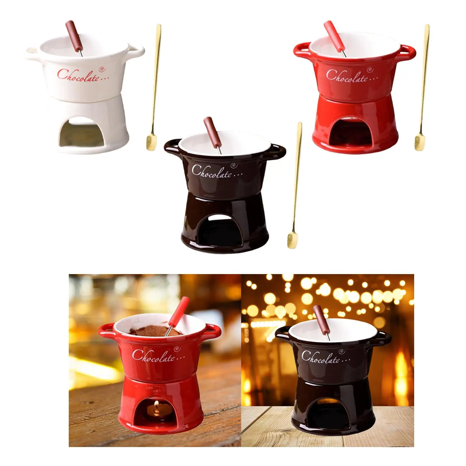 Fondue Mug 300ml Tapas Ceramic Chocolate Melter Pot Butter Melt Pot Fondue