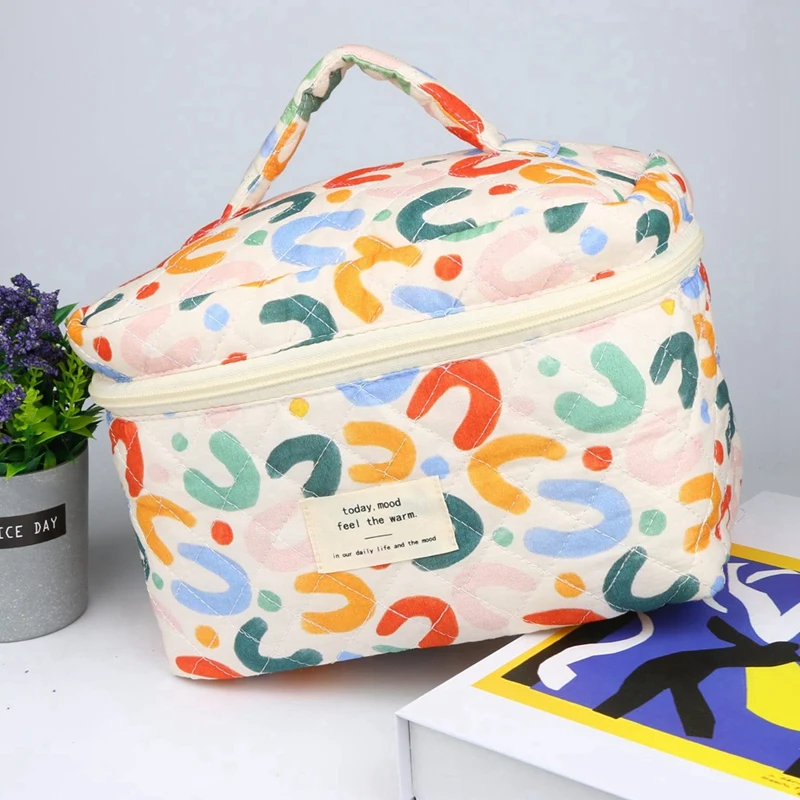 1 Piece Cosmetic Bags For Women As Shown Cotton + Polyester Organizer Storage Make Up Bag, Travel Toiletry Bags, Handbags Purses 5