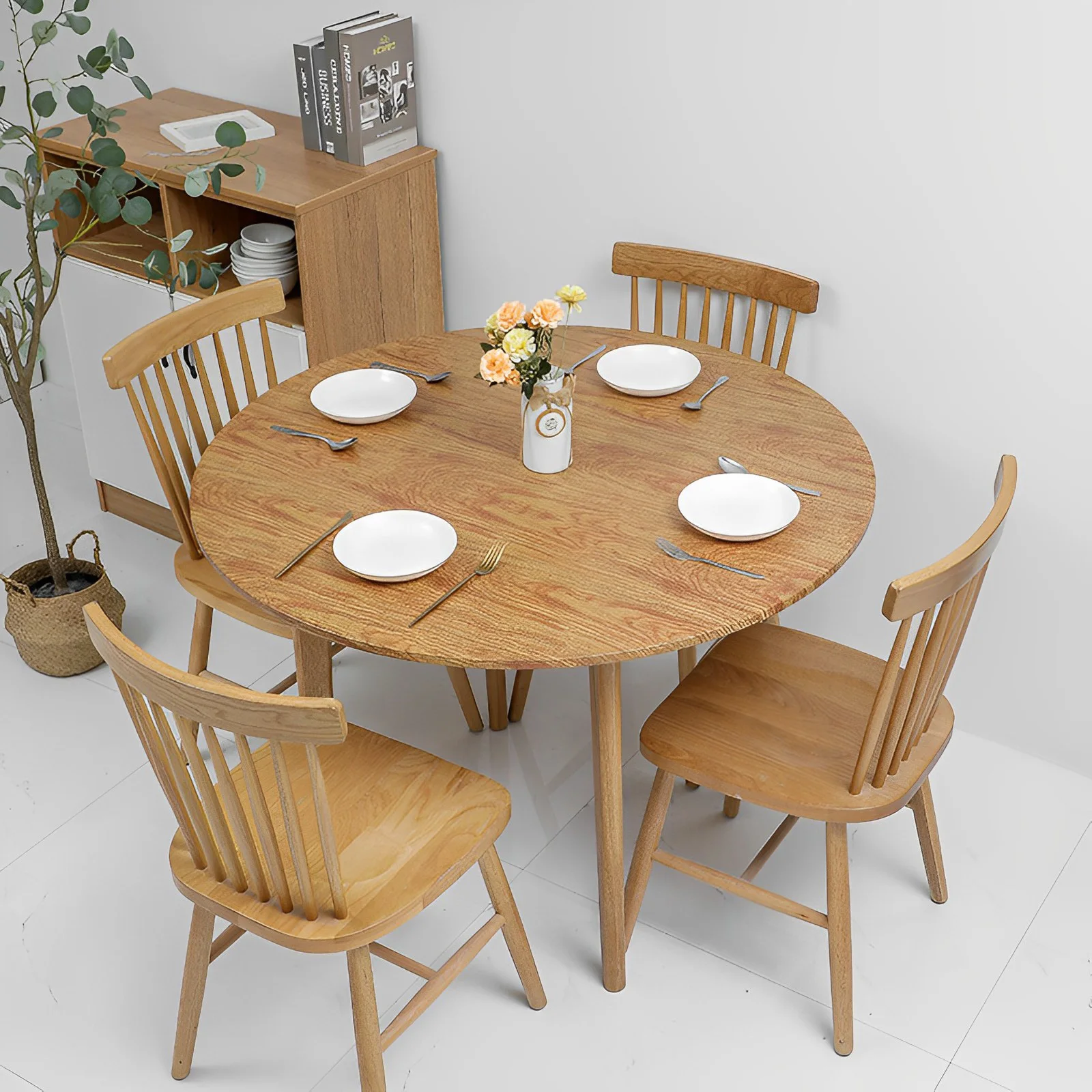 Round Tablecloth Wood Texture Tablecloths Elastic Fitted Home Round Table Cover Waterproof Oil-Proof Reusable Tablecloths 6