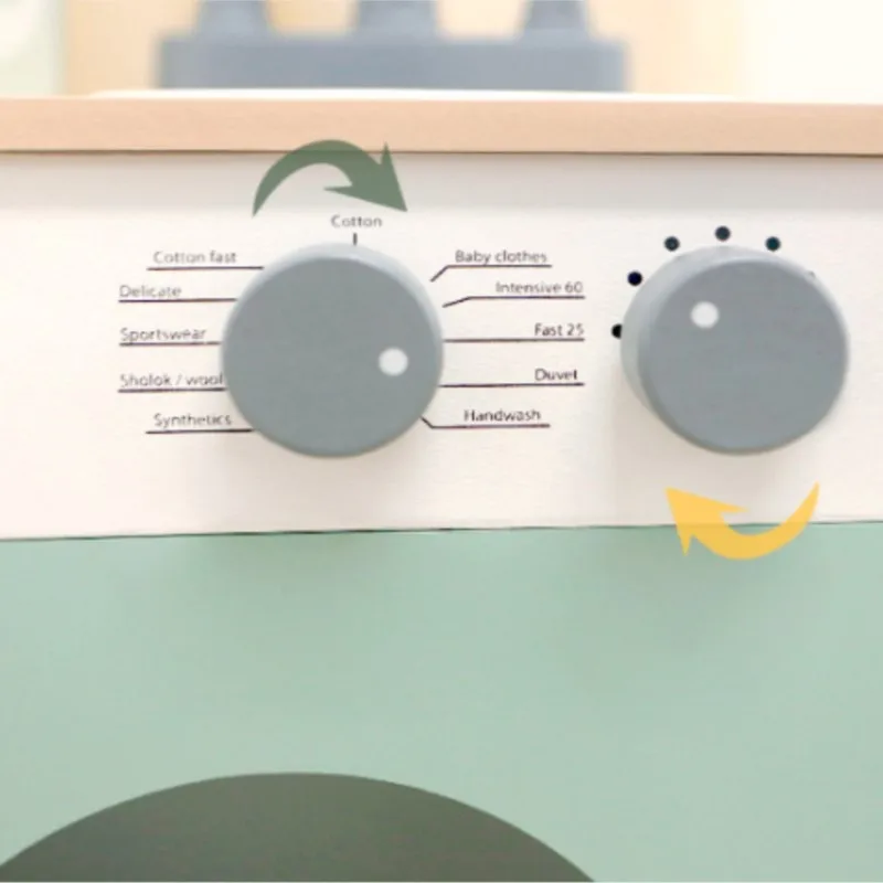 Doki Toy Cartoon Drum Washing Machine Water Absorption Quick Drying Dust Cover Household Wooden House Children's Toy New 2024 5