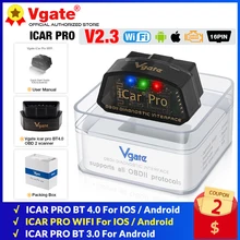 Vgate-herramienta de diagnóstico automático para coche, accesorio iCar Pro ELM327 WIFI OBD2 escáner Bluetooth 4,0 Compatible con Android/IOS, PK ICAR2 ELM 327 V1.5