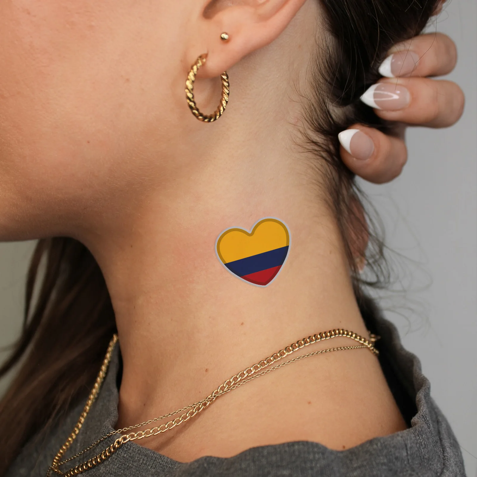 2 Sheets Colorful Colombia Flag Series Waterproof Tattoo Stickers For Women Men