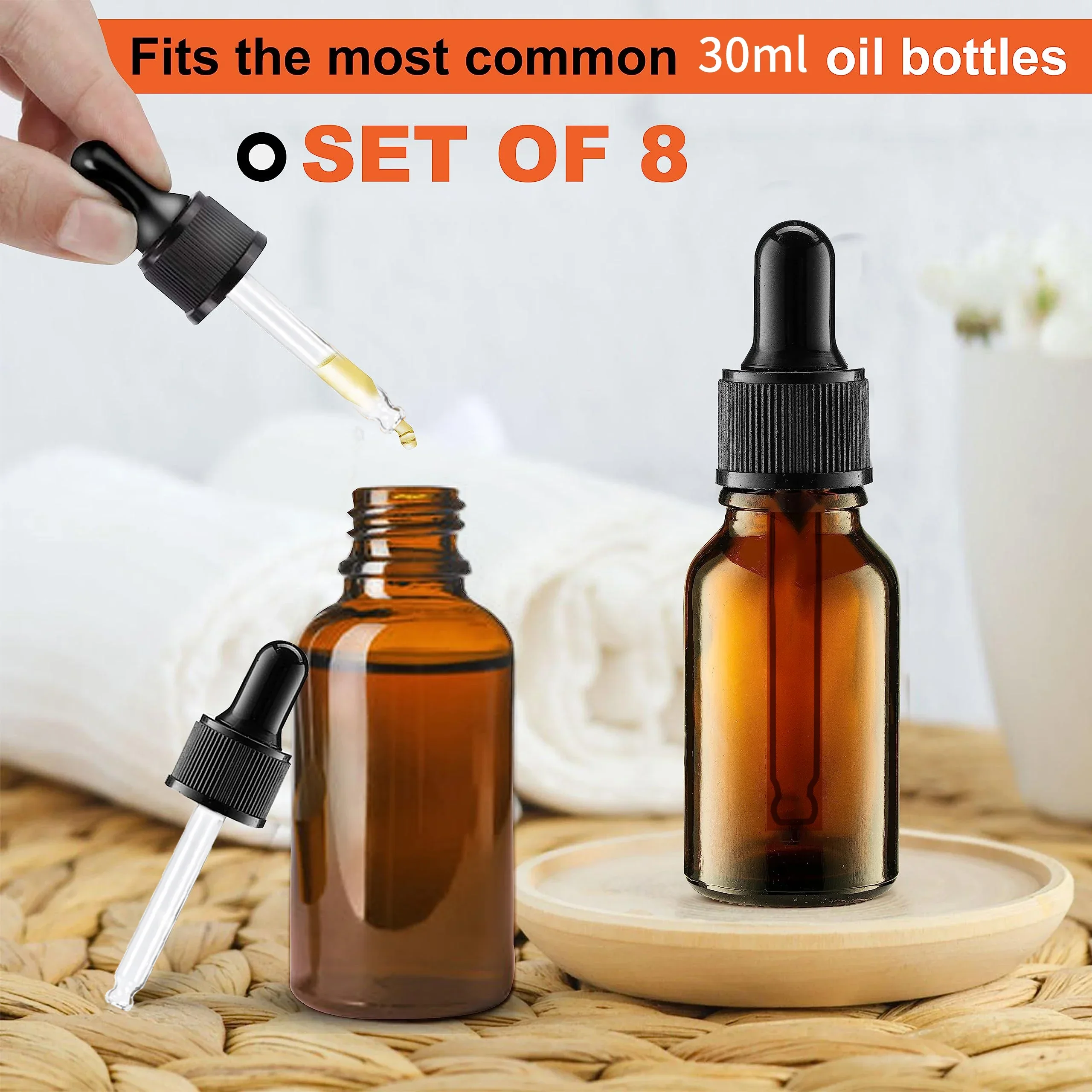 Homeopathic Remedies, Nail Polish Remover, Herbal Extracts, Glass Dropper for Essential Oils,30 ml 8-pack