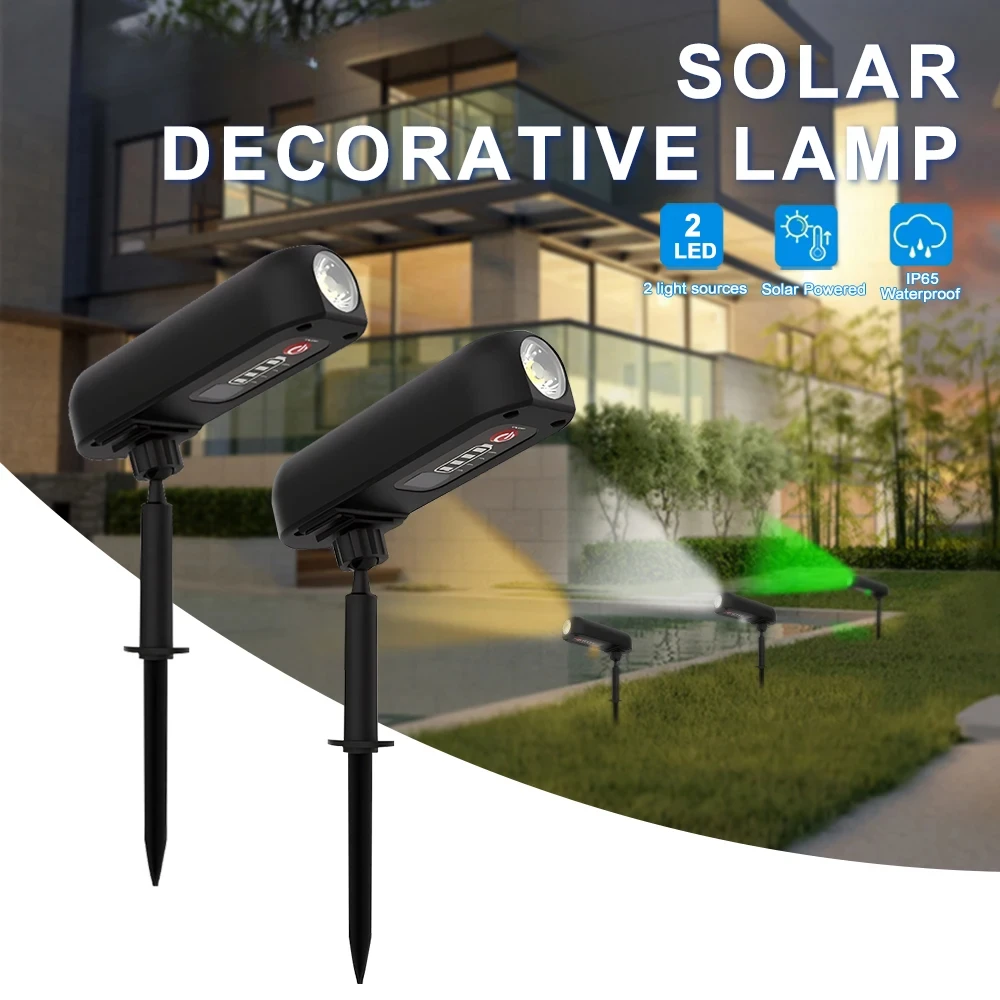 Garden Decoration Lamps Outdoor Solar Spotlights IP65 Waterproof Adjustable Solar Landscape Spotlights 2 Modes Uplights for Trees Garden Pathway