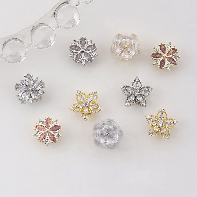 10 teile/los Luxus drehbare Blumen Zirkon Nail Art liefert Profis Teile Schmuck Dekorationen Nägel Zubehör Charms – Detail 4