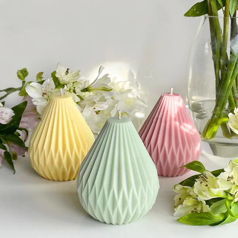 Pear Shaped 3D Candle Silicone Mold Geometric Cake Chocolate Silicone Mold Resin Epoxy Handmade Soap Craft Molds Home Art Decor silicone mold cake mold silicone candle mold aromatherapy candle mold silicone candle molds candle mold
