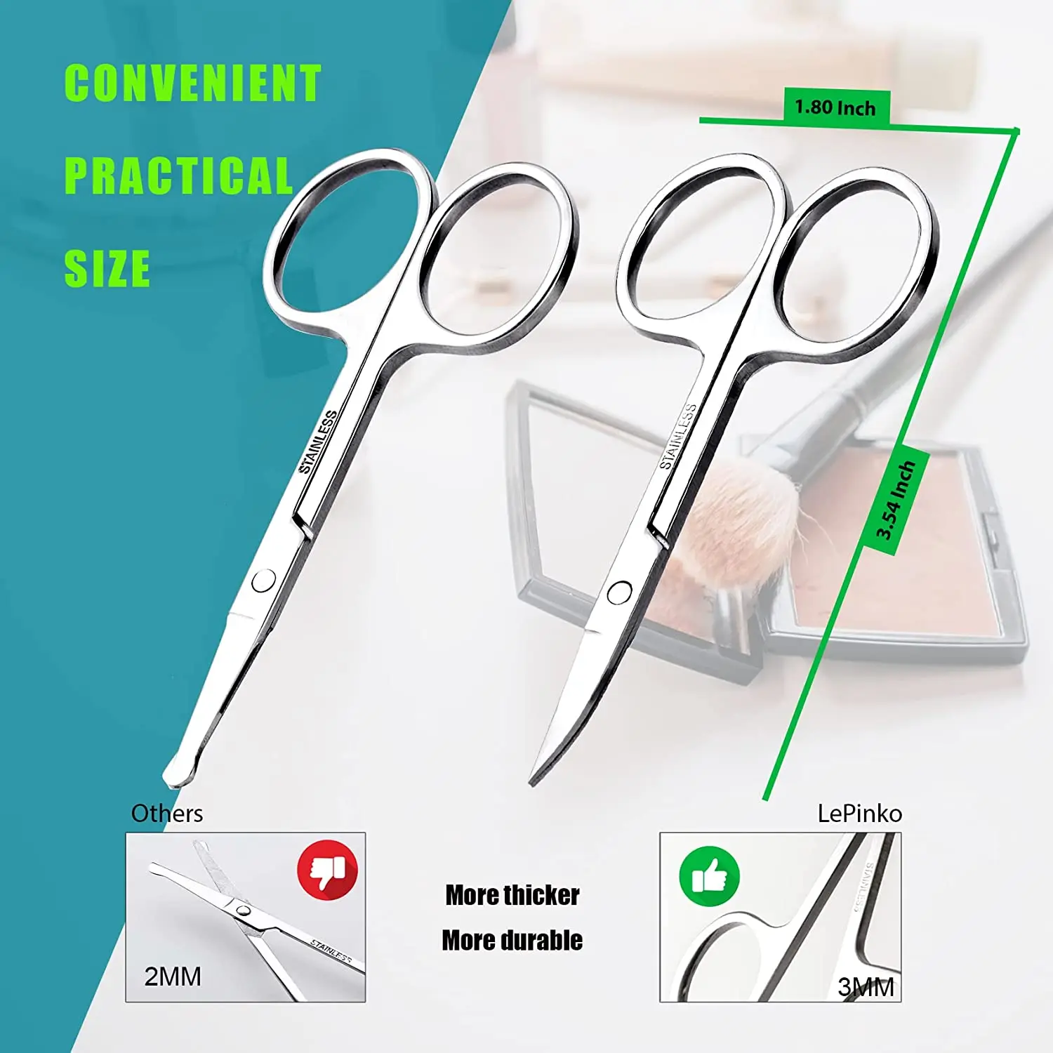 Eyebrow and Nose Hair Scissors, Comfort-Grip Handles, Facial Hair Grooming, Eyebrow, Nose, Mustache, Beard 3