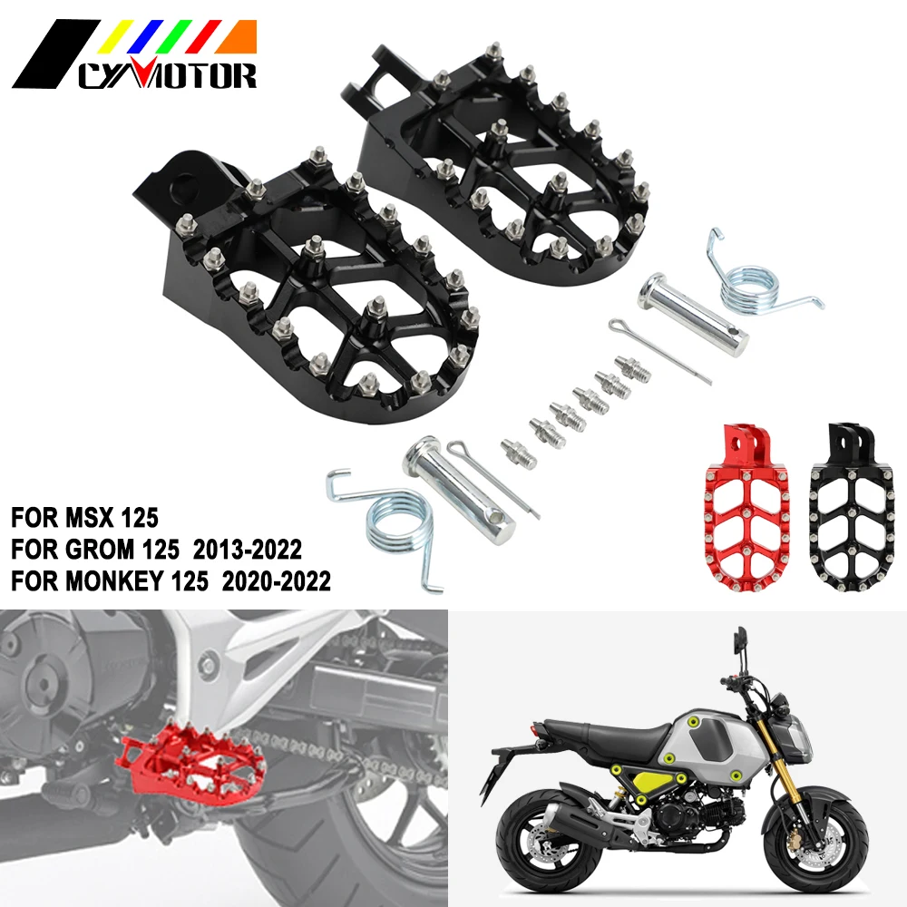 Motorcycle CNC Footrests Footpegs Foot Rests Pegs Pedals For HONDA MSX 125 GROM 125 2013- MONKEY-motocross bike accessories
