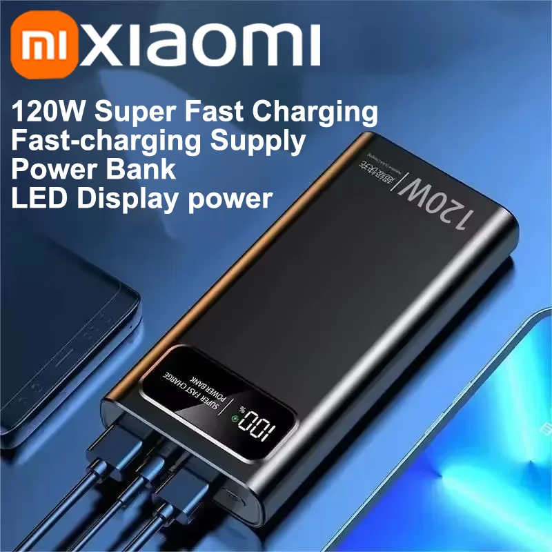 Xiaomi 120W Power Bank Super Fast Charging Phone Battery High Capacity Digital Display Power Bank For iPhone Samsung Huawei portable battery charger