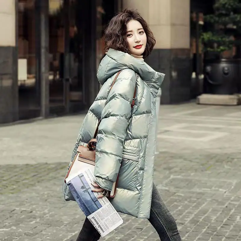 

Female Jacket Parkas 2023 Warm Autumn Winter New Fashion Youth Slim Hooded Collar Mid Length Casual Street Coat Girls M621