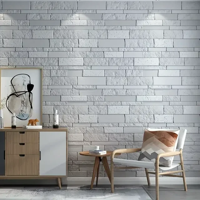 Autocollant Mural Auto-Adhésif Solide 3D, 35x35cm, 5 à 15 Pièces, Imperméable, Bricolage, Fond de Salon, Motif de Brique, Décoration de Maison 3