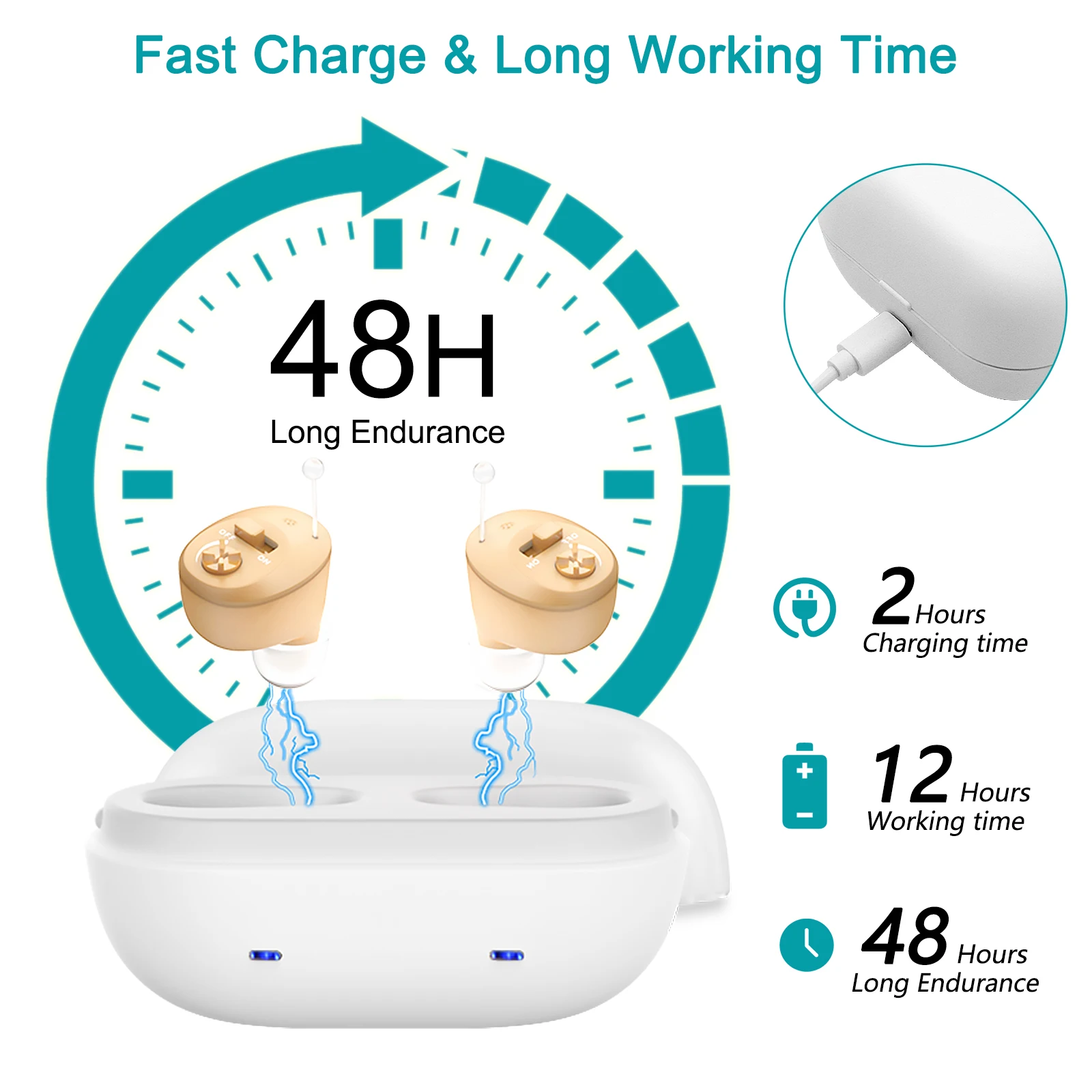 Hearing Aid Elderly Rechargeable Deafness The Listening Device Mini Wireless Sound Amplifier Invisible Hearing Aids Headphones 3