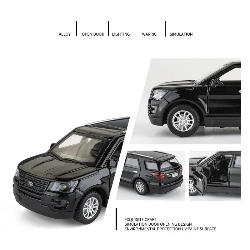1:36 Ford Explorer SUV Alloy Car Model Diecast & Toy Metal Off-road Vehicles Car Model Sound and Light Simulation Childrens Gift 5