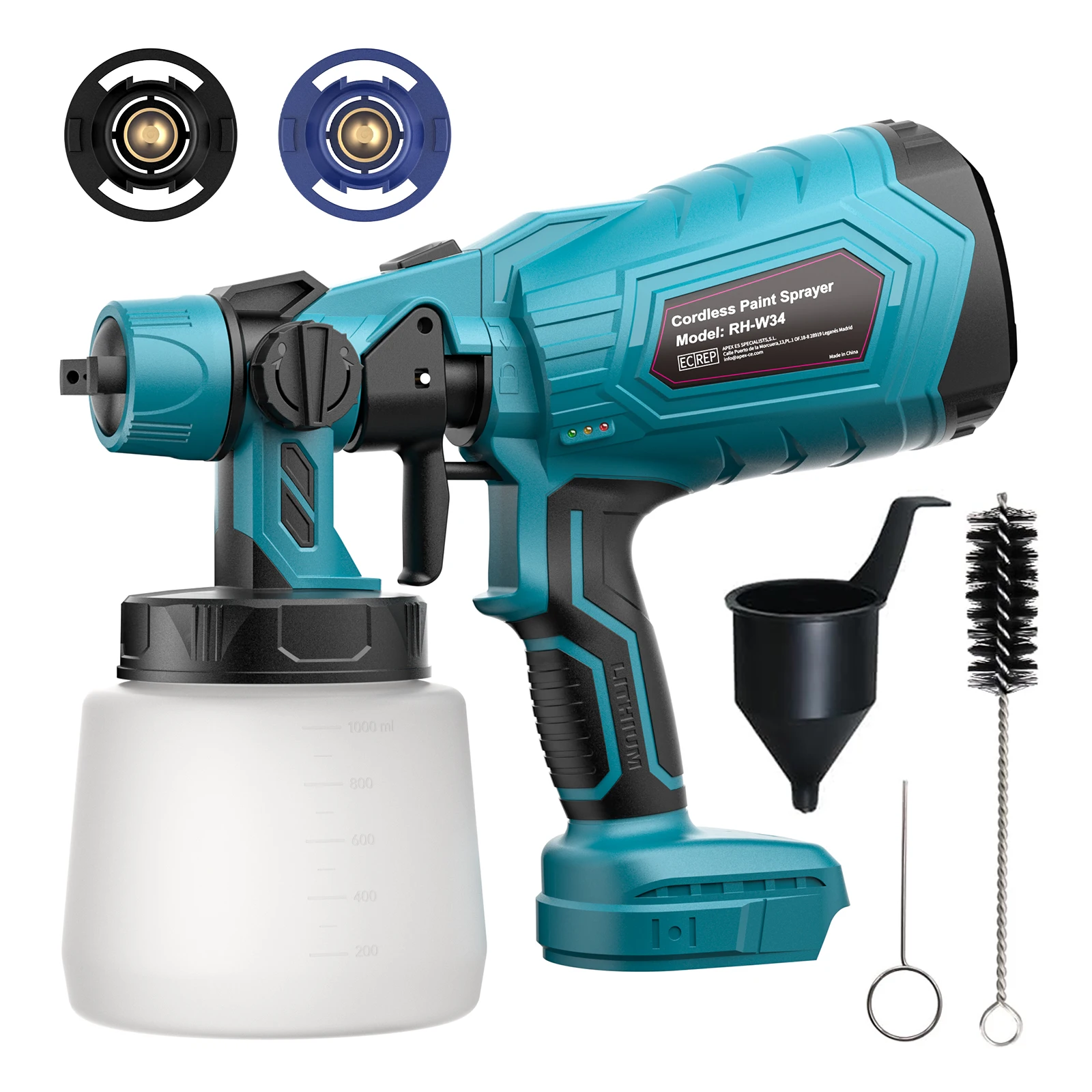 Pistola De Pintura Inalámbrica FTJKGH 800W, Con Batería Makita 18V - 4 Boquillas, Ideal Para Paredes, Muebles Y Vallas