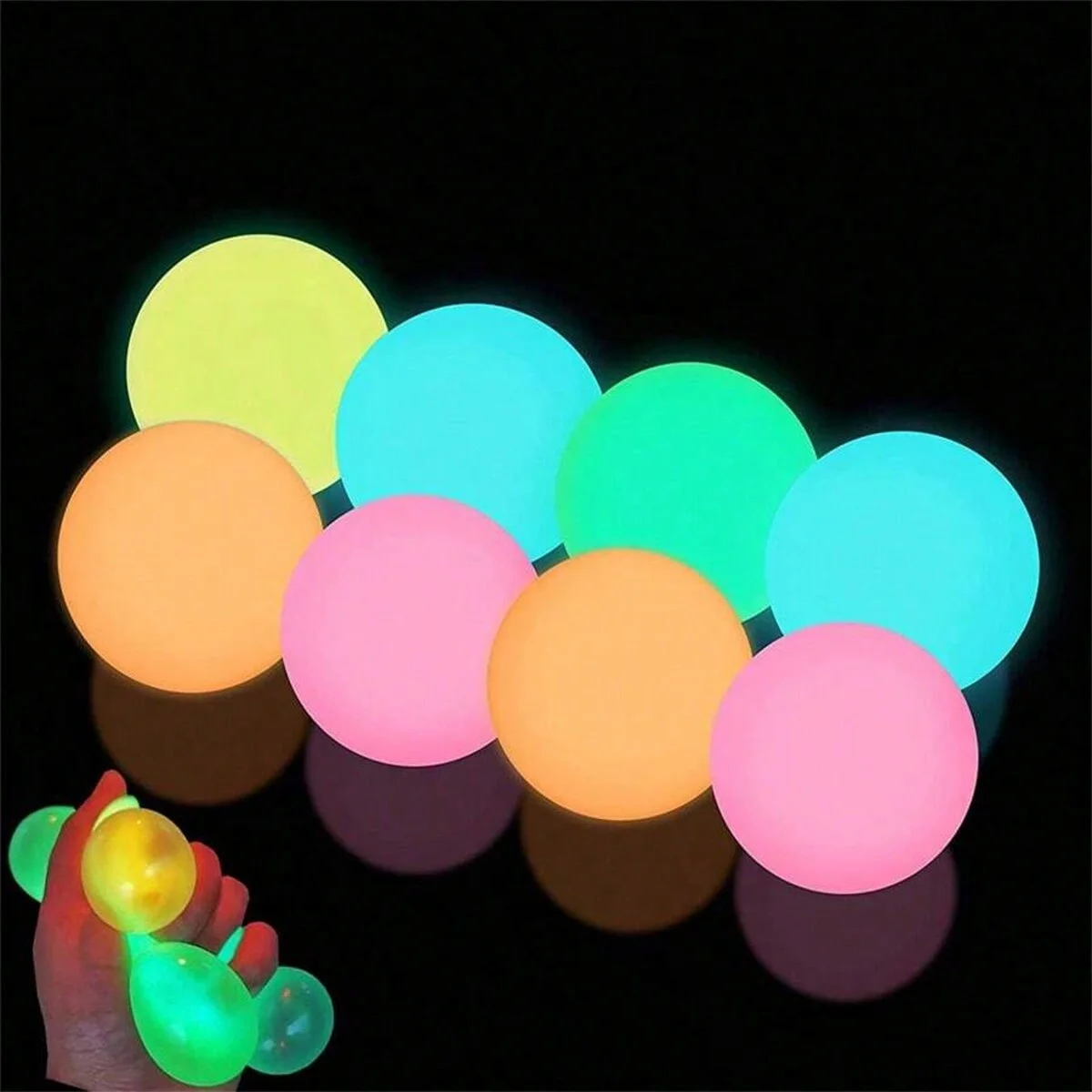 5pcs/10pcs Glow in The Dark Sticky Stress Ball Sensory Fidget Toys for Adults & Kids, Anxiety Relief Grip Fun Squeeze Toy