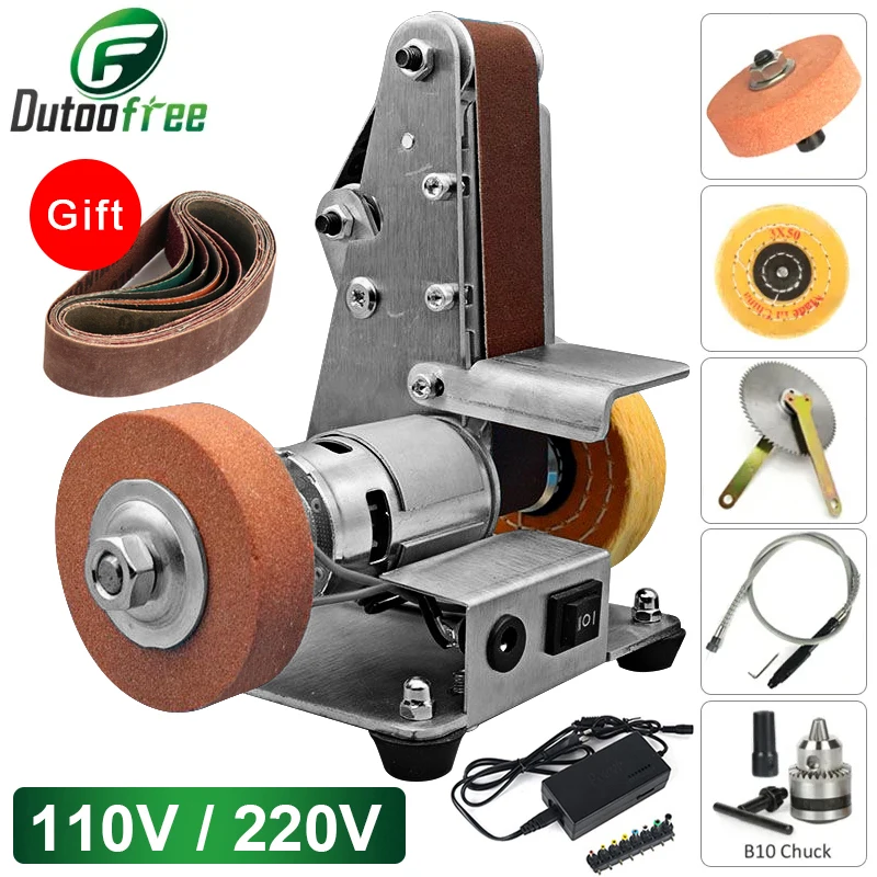 Mini Sander Grinder 110V-220V Electric Belt Machine Multifunctional Desktop Vertical Miniature DIY Polishing Fixed Angle
