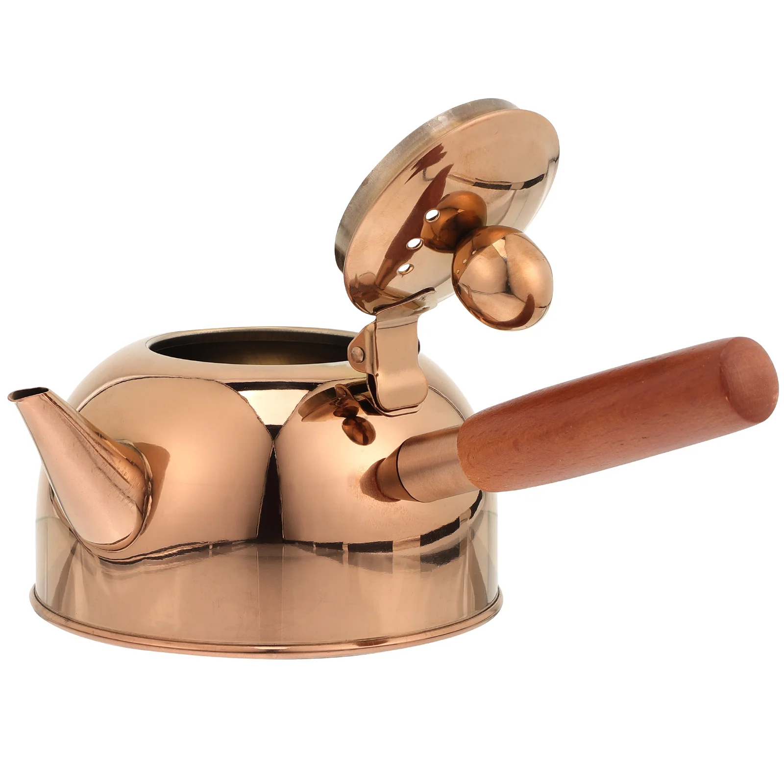 

Stainless Steel Tea Kettle Wooden Side Handle Kettle Household Stove Tops Teapot