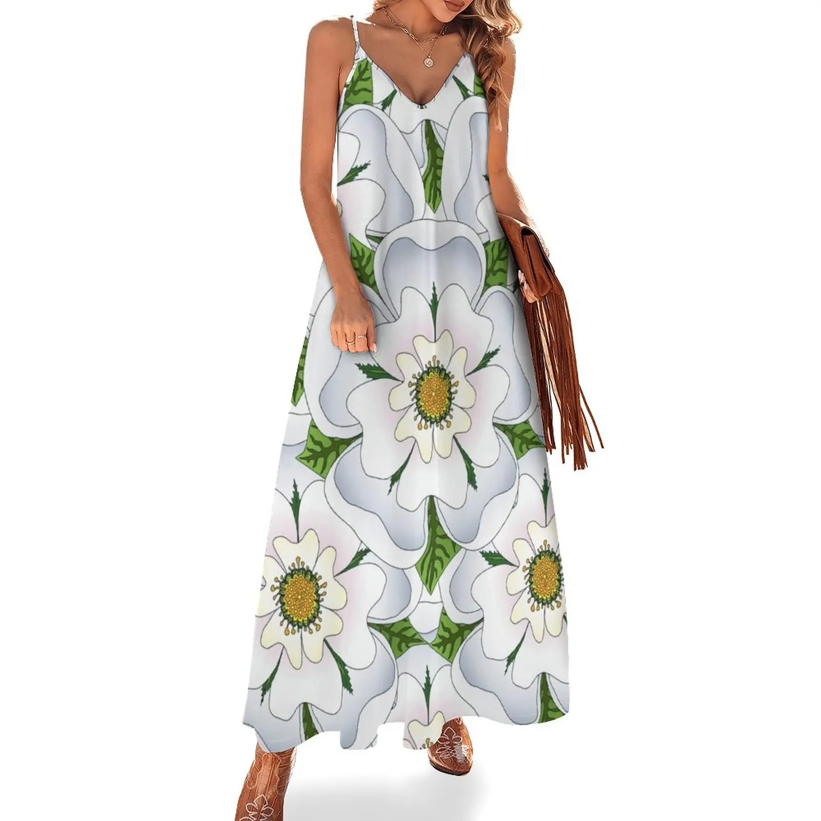 

Yorkshire Rose Pattern Sleeveless Dress wedding guest dress 2024 women's summer dress 2024