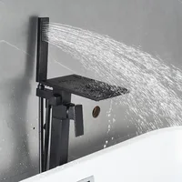 ก๊อกน้ำอ่างอาบน้ำแบบตั้งพื้นสีขาวติดผนังก๊อกผสมน้ำร้อนน้ำเย็น 3