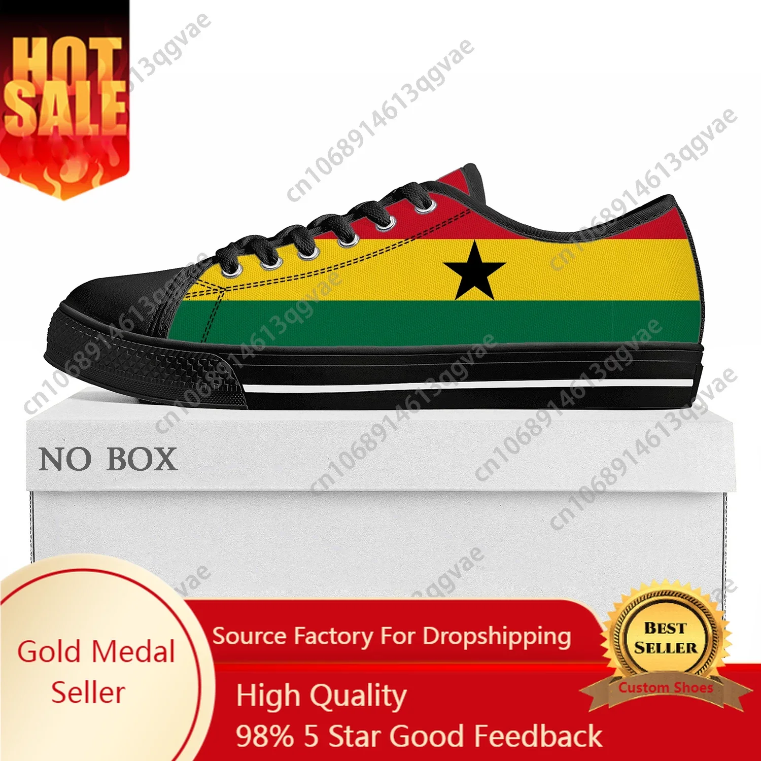 

Ghanaian Flag Low Top High Quality Sneakers Mens Womens Teenager Canvas Sneaker Ghana Prode Casual Couple Shoes Custom Shoe