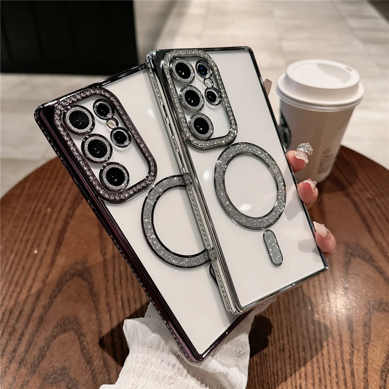 Luxury Glitter Plating Diamond Magnetic Phone Case Armor Cover