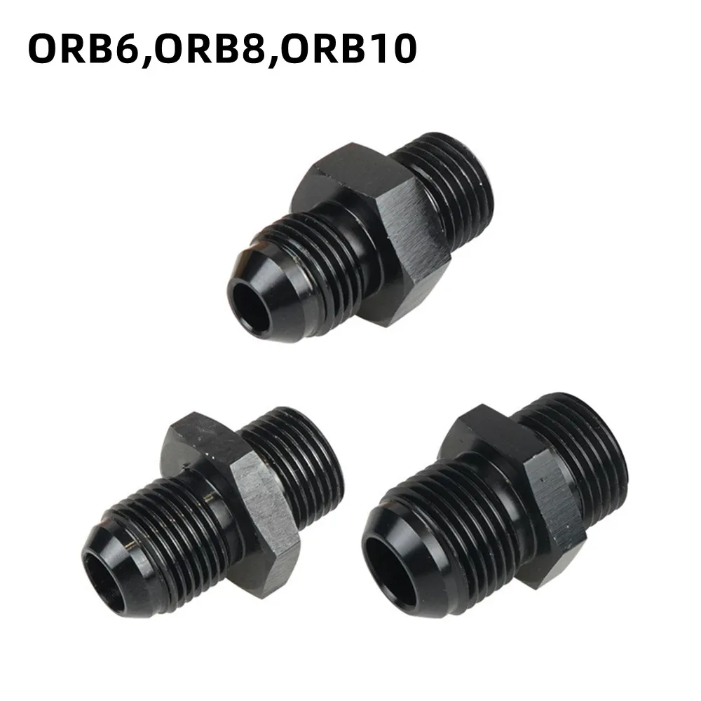 6AN 8AN 10AN ORB Male Aluminium alloy Black Fuel Rail Adapter Fitting Hose Coupler Flare Fitting Union