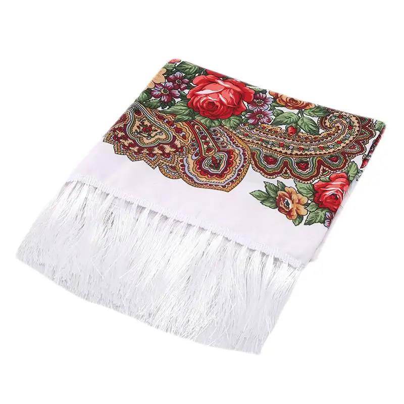Retro Printed Scarf Winter Boho Shawl Autumn And Winter Warm Cotton Russian Women'S Shawl Ethnic Style Tassel Scarf Shawl 1pc 3