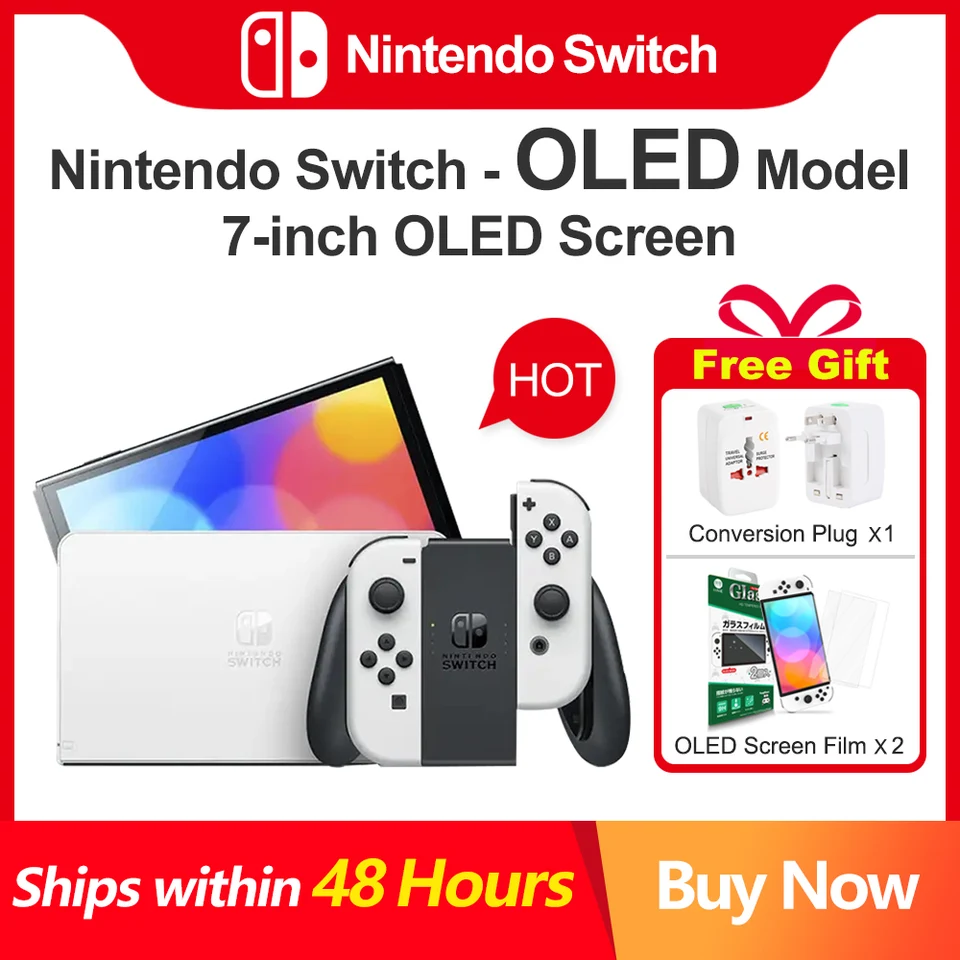 Nintendo Switch OLED Game Console Version White Neon Blue