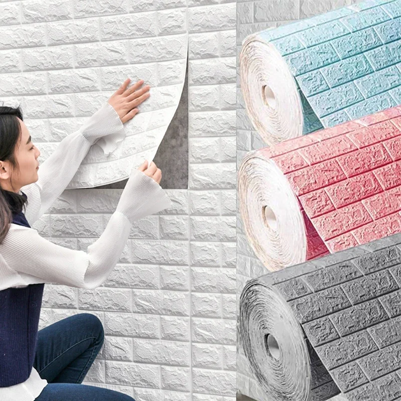 

70cmX1000cm 3D Wall Stickers Faux Brick Bedroom Home Decor Waterproof Self Adhesive Living Room Wallpaper