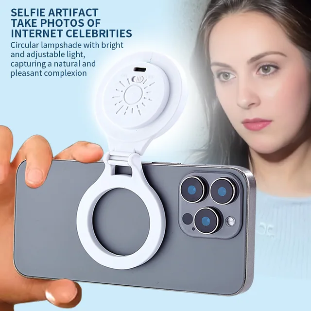 Portable Magnetic Mobile Phone Selfie Fill Light,  Rechargeable Phone Selfie Light for Selfies/Photography/TikTok/live streaming