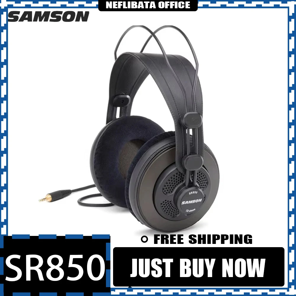 

Наушники SAMSON SR850, профессиональная записывающая полузакрытая гарнитура, наушники для монитора с креплением на голову, для телефона, ПК, Mac, подарки