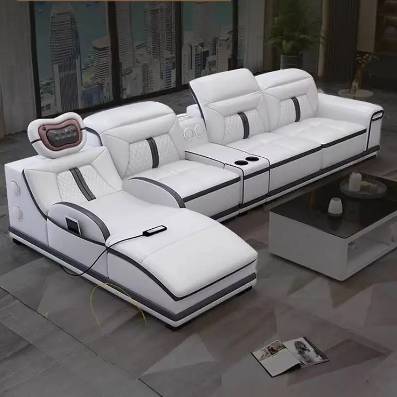 Lazy Gray Electric Sofas Armrest Luxury European Smart Curved Living Room Sofas Massage Relax Sofa Wohnzimmer Furniture For Home 2