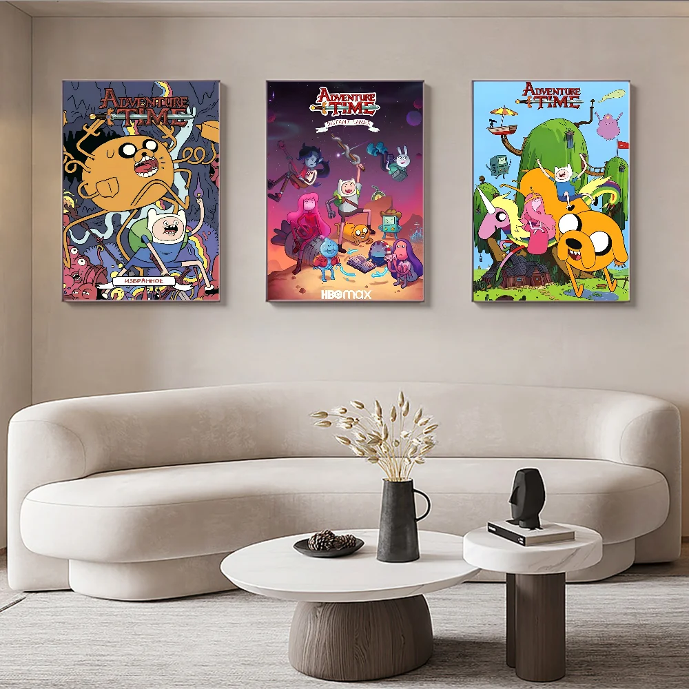 

Cartoon A-Adventure T-Time Poster Self-adhesive Art Poster Retro Kraft Paper Sticker DIY Room Bar Cafe Vintage Decorative