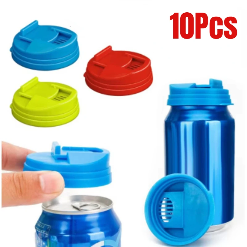 Plastic Beverage Can Lids Leak-proof Drinks Protector Multi-color Air-leak Beer Sealing Cap Portable Water Bottle Covers 10/1Pcs