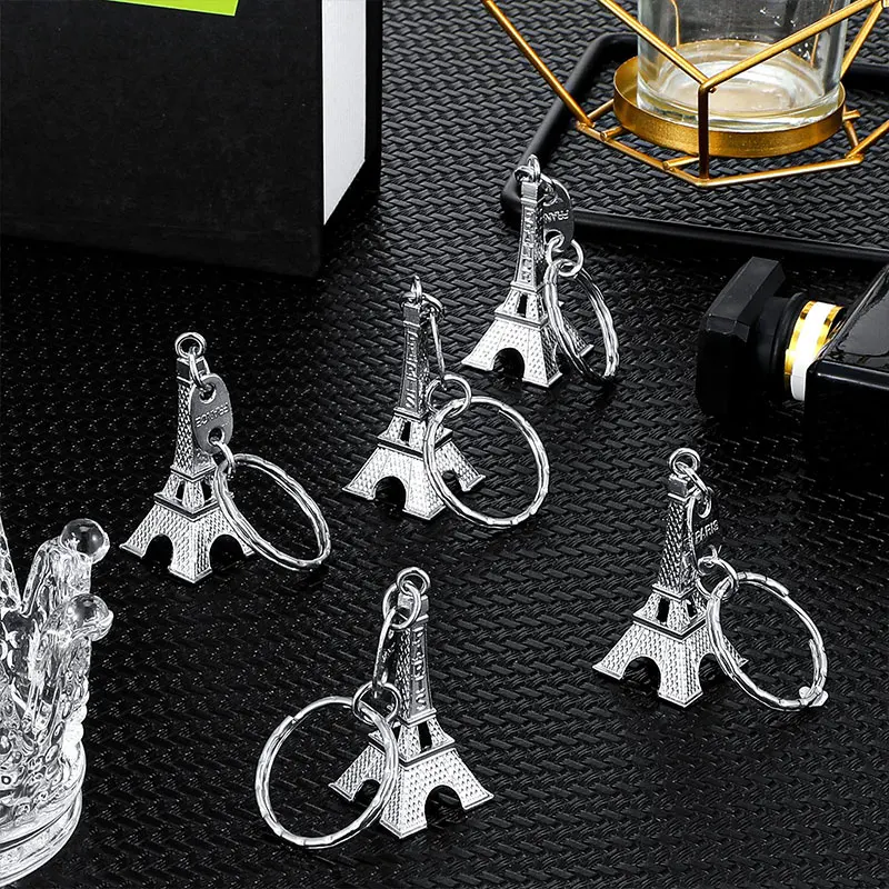 120Pcs Paris Eiffel Tower Keychain Eiffel Tower Keyring Novelty Gadget Trinket Souvenir Christmas Gift Keychain Alloy