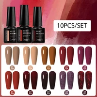 10/12pcs Coffee Brown Gel Nail Polish Set Sparkly Glitter Gel Polish Semi Permanent Soak Off UV Gel Varnish Manicure Kit 1