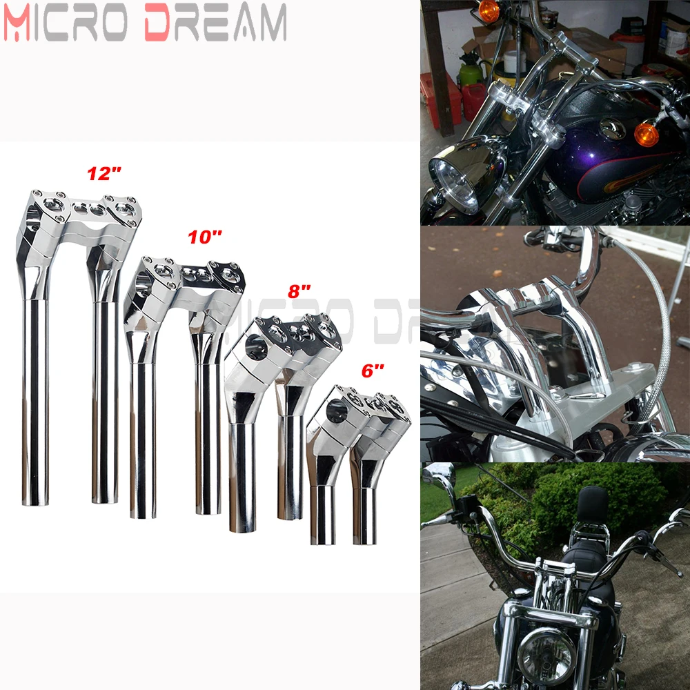 

Хромированный 6 ''8'' 10 ''12'' + 1 ''Натяжной руль, подъемник для мотоцикла, вытяжной стиль для Кафе Racer Harley Sportster Softail