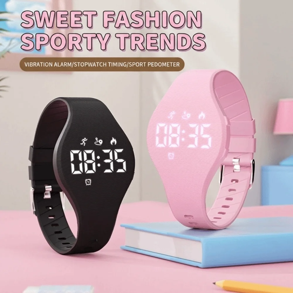 Waterproof Rechargeable LED Digital Silicone Smart Wristband with Vibrating Alarm