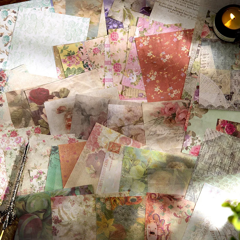 

50pcs/lot Memo Pads Material Paper garden secret Junk Journal Scrapbooking Cards Retro Background Decoration Paper