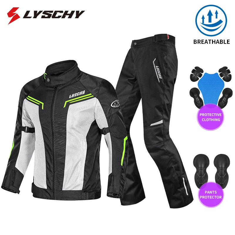 LYSCHY CE 바이커 재킷 바지 정장, 고품질 여름 메쉬 라이딩 의류, 편안한 반사 오토바이 재킷 바지